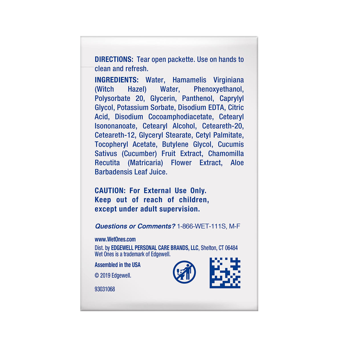 Wet Ones Singles Hand Wipes, Sensitive Skin, Unscented, 24 ct (6 Pack) Wet Ones
