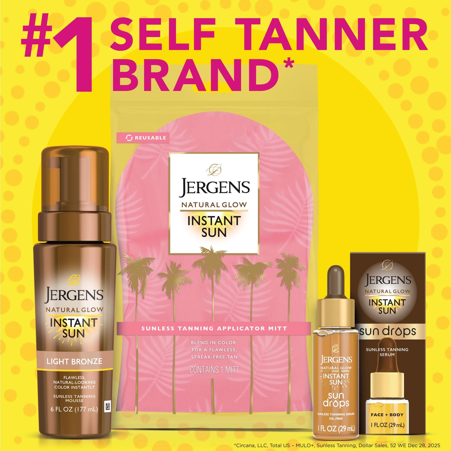 Jergens Natural Glow Instant Sun Drops, Sunless Tanning for Face and Body, Instant Sun Bronzing Drops, Oil Free, 1 Fl Oz Jergens