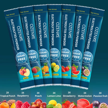 OZENKE Electrolytes Powder Packets, Hydration Packets, Electrolytes Powder No Sugar, Portable Electrolyte Drink Mix for Rapid Hydration, Sugar Free & Low Sodium OZENKE