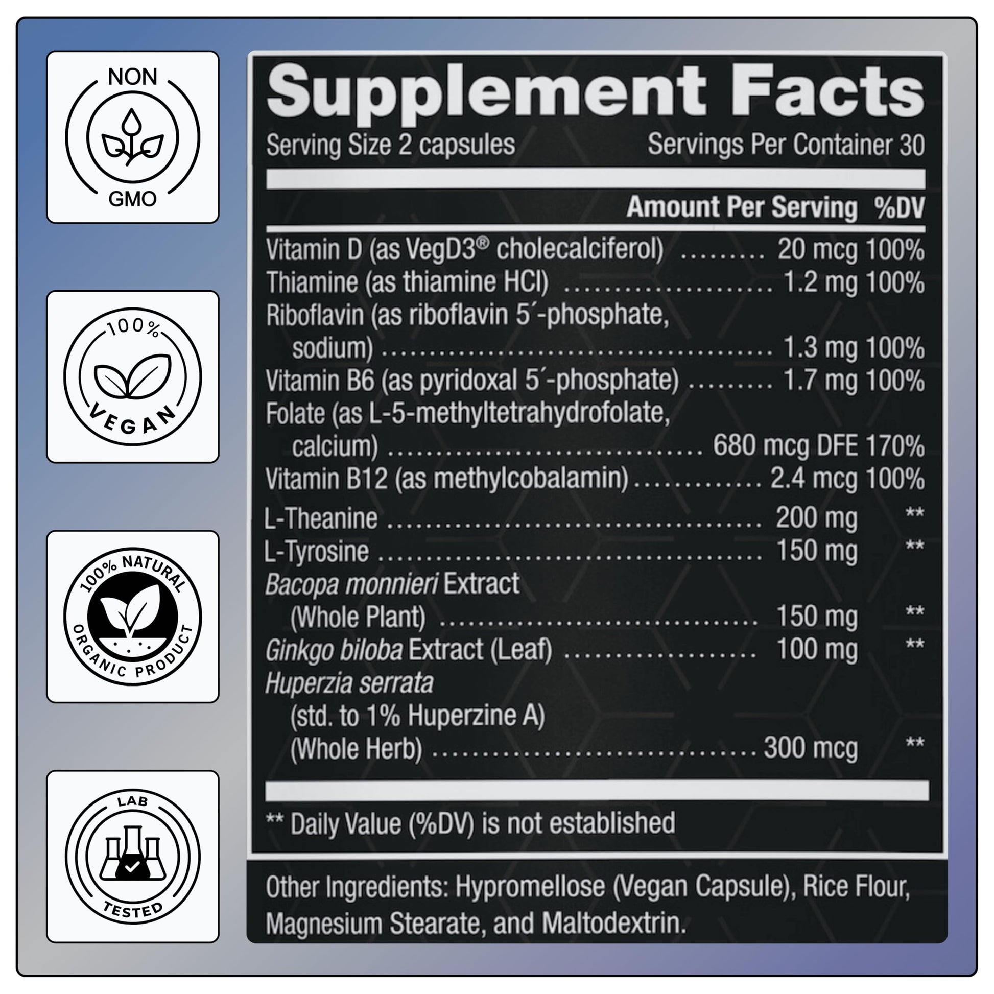 11-in-1 Nootropic Supplement: Supports Memory & Cognition - 100mg Ginkgo 150mg Bacopa 300mcg Huperzine 200mg L-Theanine 150mg L-Tyrosine & Bioactive B-Complex w/ 5-MTHF - 1,100mg+ Serving - 60 Count NOVIQ buy australia supplements