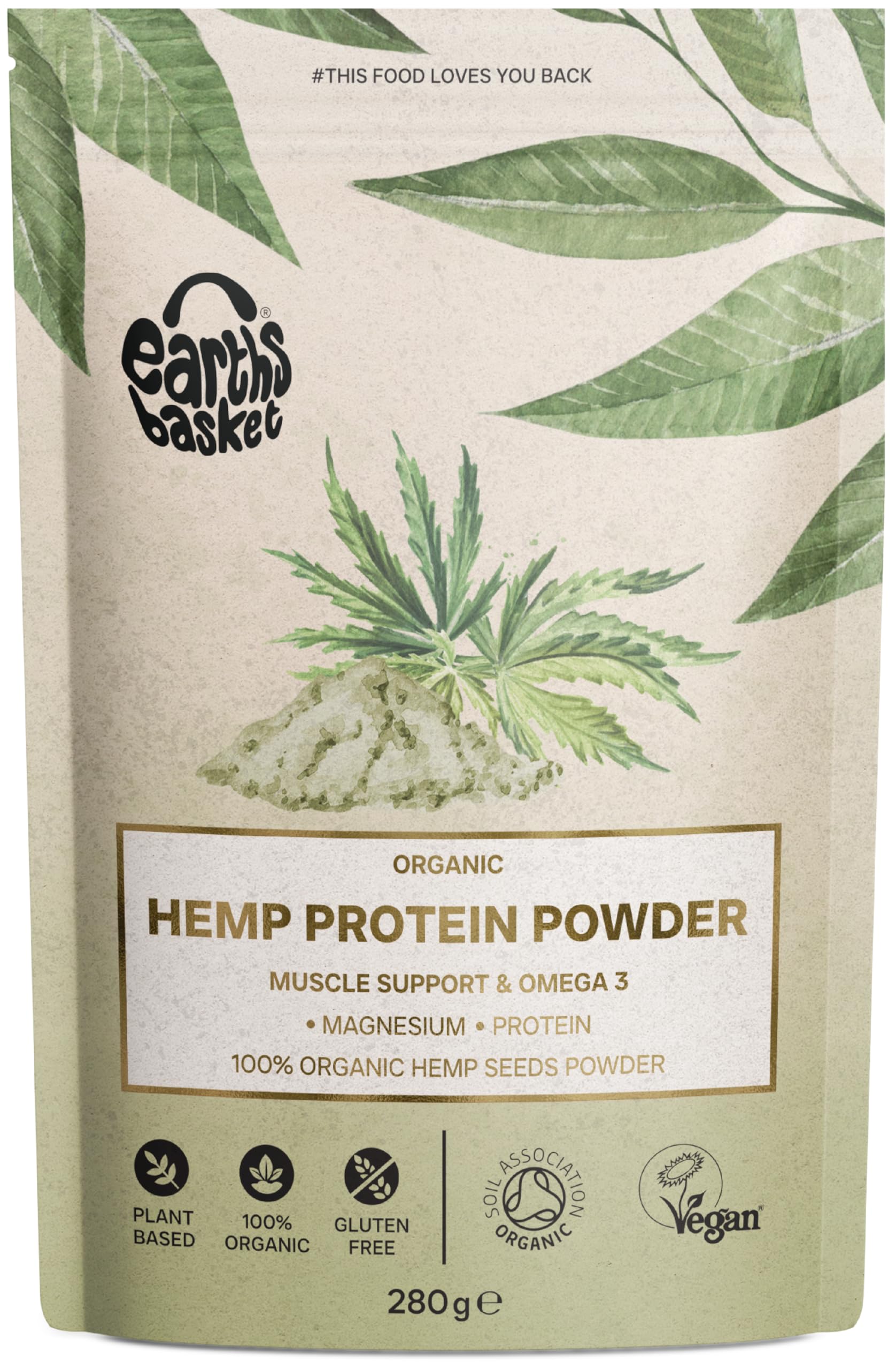 Earths Basket Organic Hemp Protein Powder,280g Natural, Unflavoured, Vegan, Gluten Free EARTHS BASKET buy australia supplements