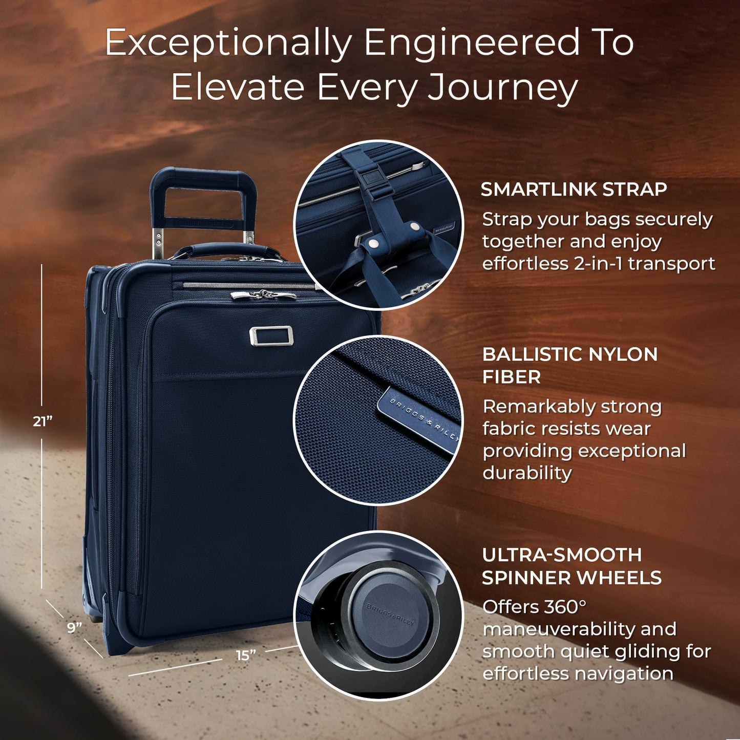 Briggs & Riley Essential 22" 2-Wheel Expandable Carry On - Luggage for Travel, Suitcases with Wheels, Softside Rolling Bag for Men & Women, Self-Repairing Zipper - Baseline Collection, Black Gsupps Australia