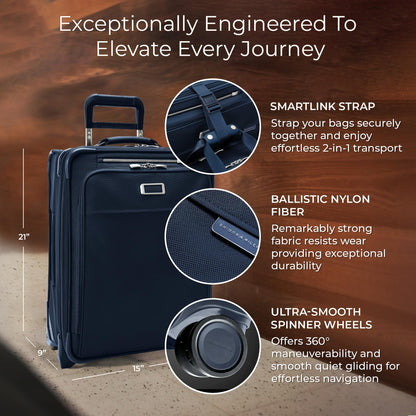 Briggs & Riley Essential 22" 2-Wheel Expandable Carry On - Luggage for Travel, Suitcases with Wheels, Softside Rolling Bag for Men & Women, Self-Repairing Zipper - Baseline Collection, Black Gsupps Australia