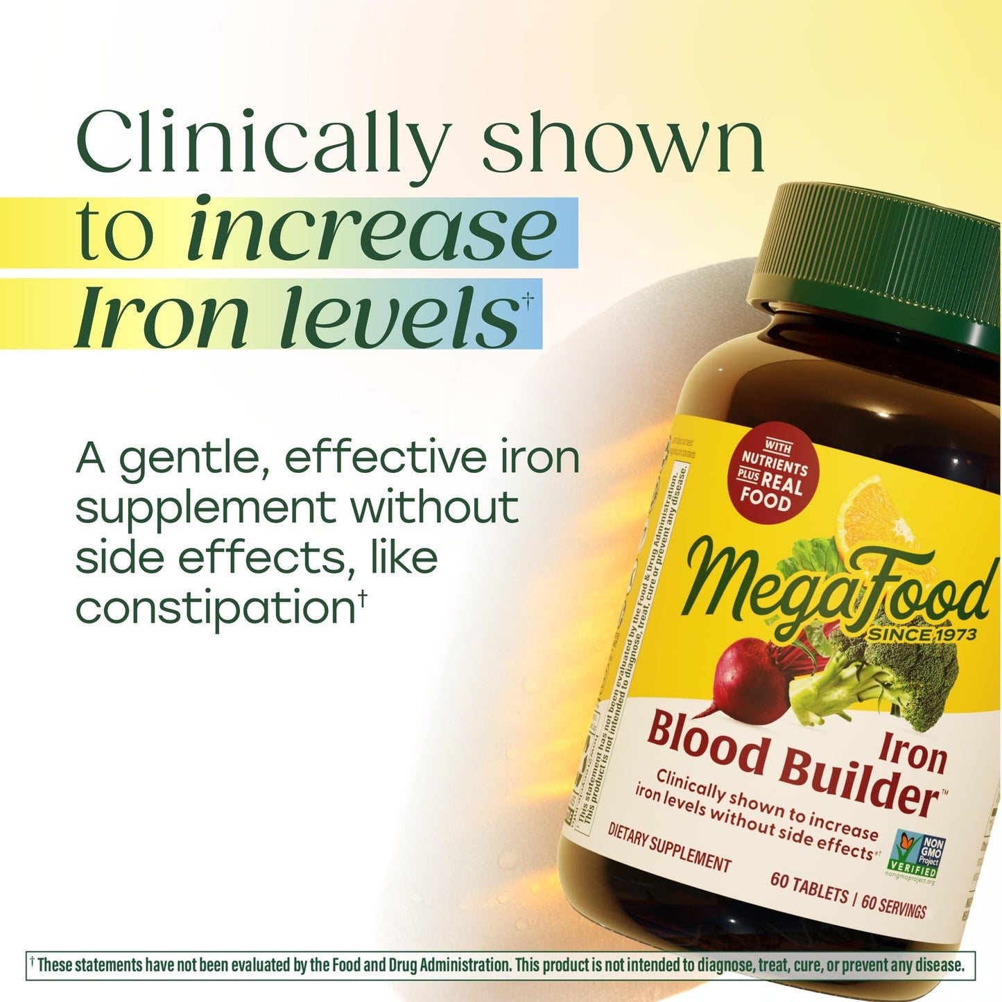 MegaFood Blood Builder Iron Supplement for Women & Men - Increase Iron Levels Without Side Effects - Combats Fatigue - with Vitamin B12, Folic Acid MegaFood