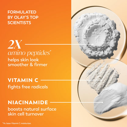 Olay, Vitamin C MAX Face Moisturizer, Brightening Cream for Women, Hydrating, Evens Tone, Dark Spot and Hyperpigmentation Reduction, Glowing Skin Care - Niaciniamide, Peptides, 1.7 Ounce Olay