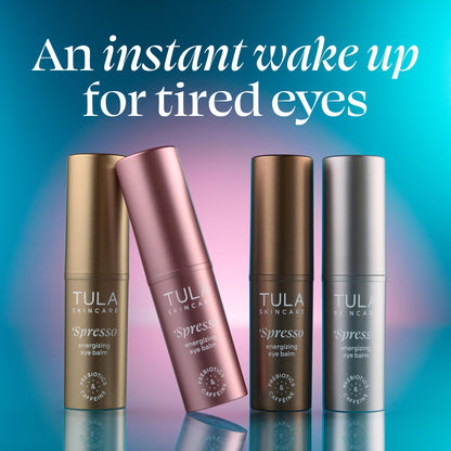 TULA Skin Care Spresso Energizing Eye Balm, Rose Glow - Energizing & Hydrating Caffeine Under Eye Treatment for Dark Circles, Portable and Perfect to Use On-the-go, 0.35 oz. TULA