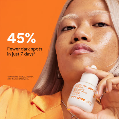 Innisfree Green Tea Enzyme Vitamin C Serum for Brightening | Sunspots, Post-Breakout Marks and Dark Spot Correction | Hydrating Korean Face Serum for Radiant Glow, 1.01 Fl Oz innisfree
