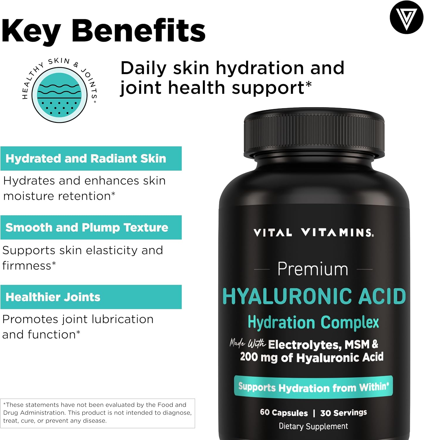 Vital Vitamins Multi-Collagen Plus 150 ct + Hyaluronic Acid Hydration Complex 60 ct Gsupps Australia