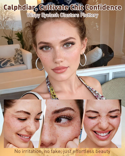 Calphdiar Eyelash Clusters 30D+40D+50D+60D+80D+100D Lash Clusters Wispy Individual Lashes 476PCS D-curly Lash Extension 10-16MM Natural Lashes Clusters DIY Cluster Eyelash Extensions calphdiar