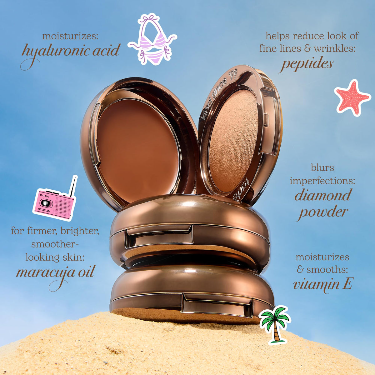 tarte macaron sculpt & bronze duo – 2-in-1 Cream + Baked Powder Bronzer, Contour Powder Face Makeup, Peptides and Hyaluronic Acid Hydrates & Plumps, vegan & cruelty-free, full size, brown sugar tarte