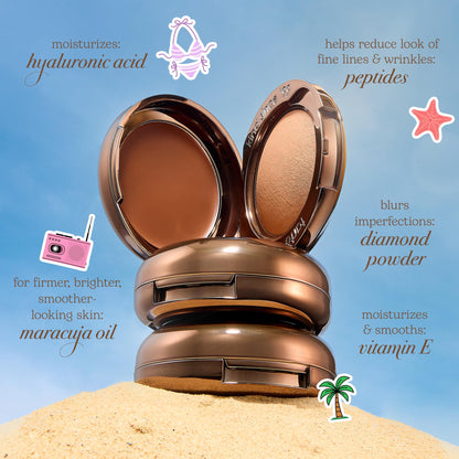 tarte macaron sculpt & bronze duo – 2-in-1 Cream + Baked Powder Bronzer, Contour Powder Face Makeup, Peptides and Hyaluronic Acid Hydrates & Plumps, vegan & cruelty-free, full size, brown sugar tarte