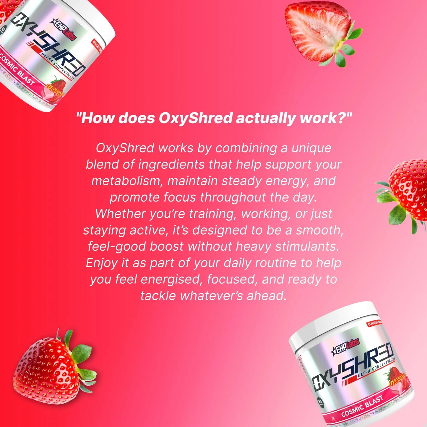 EHP Labs OxyShred Pre Workout Powder - Preworkout Powder with L Glutamine & Acetyl L Carnitine, Energy Boost Drink - Cosmic Blast, 60 Servings EHP Labs