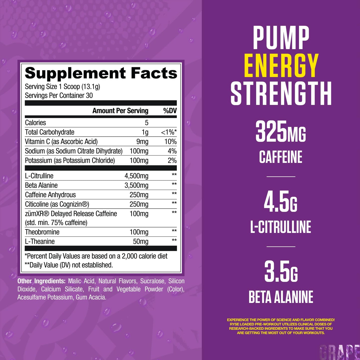 RYSE Loaded Pre Workout Powder - Strawberry Squeeze - Daily Pre-Workout for Men & Women with 390mg Caffeine, Beta Alanine, and Citrulline for Pump, Focus, and Energy - 30 Servings