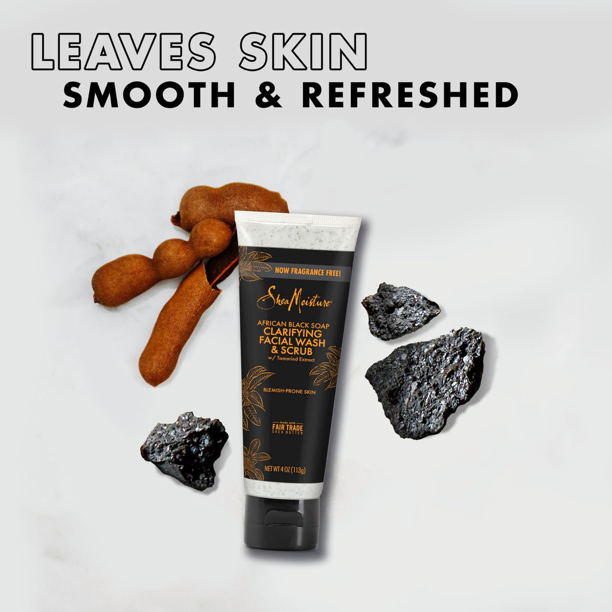 Sheamoisture Facial Wash and Scrub for Blemish Prone Skin African Black Soap to Clarify Skin 4 oz Shea Moisture