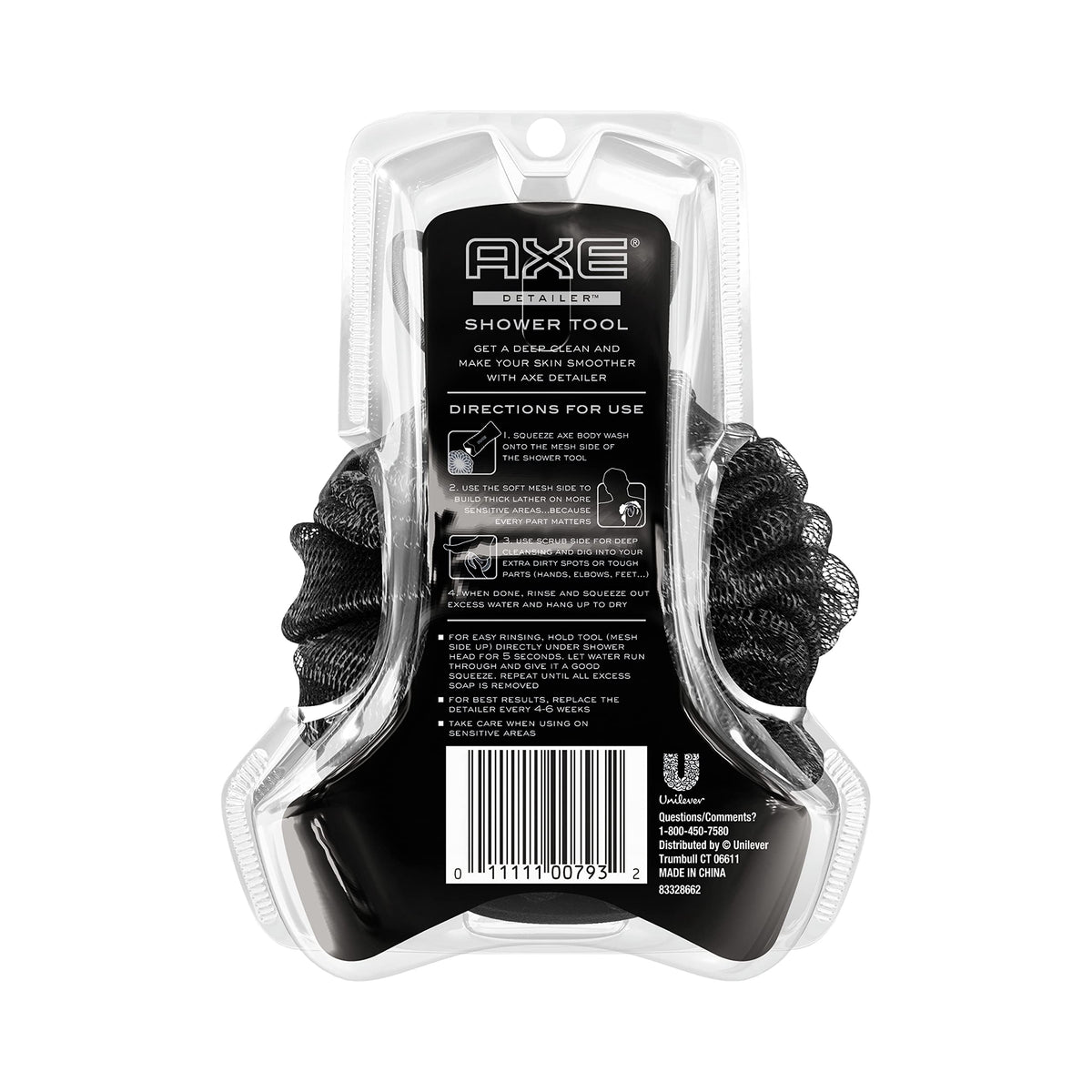 AXE Modern Shower Tool Skin Cleanser for Smoother Skin Detailer Exfoliates and Gently Cleanses One Size 3 Count, Black AXE