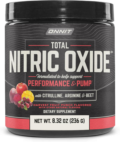 ONNIT Total Nitric Oxide Exercise Performance Powder, IGEN Non-GMO Tested Dietary Supplement for Muscle Performance and Recovery, NO3-T Arginine Nitrate, Harvest Fruit Punch Flavor, 20 Servings