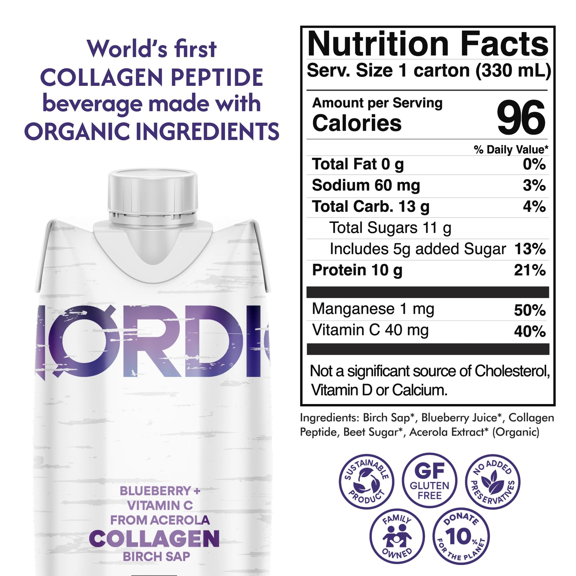 Nordic Liquid Collagen Peptide Drink, Organic Birch Sap, Wild blueberry + Vitamin C, Made in Finland - 10g Clinically Studied Grass Fed Collagen Peptides for Skin Hair Nails & Joint Support, with Silica, BPA-Free Beverage (12 Pack) Nordic Tree Water buy australia supplements