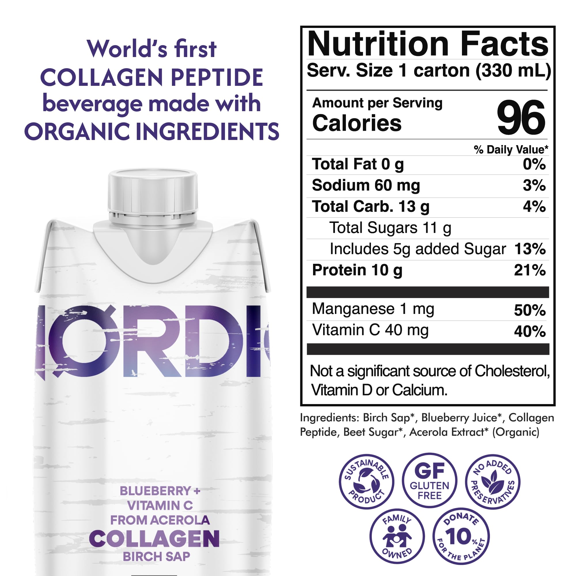 Nordic Liquid Collagen Peptide Drink, Organic Birch Sap, Wild blueberry + Vitamin C, Made in Finland - 10g Clinically Studied Grass Fed Collagen Peptides for Skin Hair Nails & Joint Support, with Silica, BPA-Free Beverage (12 Pack) Nordic Tree Water buy australia supplements