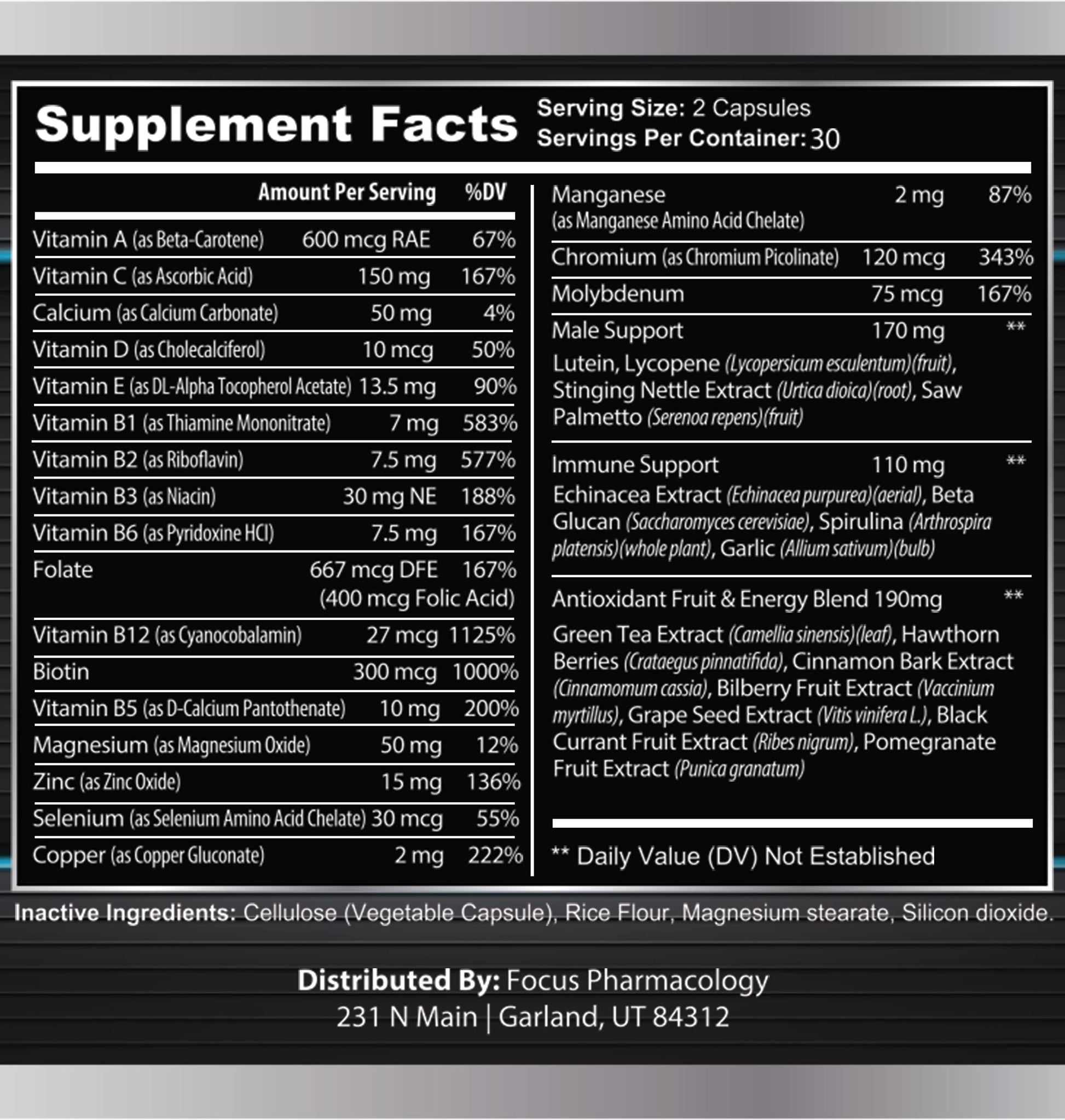 Focus Pharmacology Men's Daily Super Multi-Vitamin for Men - 60 Ct Blend of Vitamins, Minerals, Plus Herbs for Prostate Health and General Energy/Focus Focus Pharmacology buy australia supplements