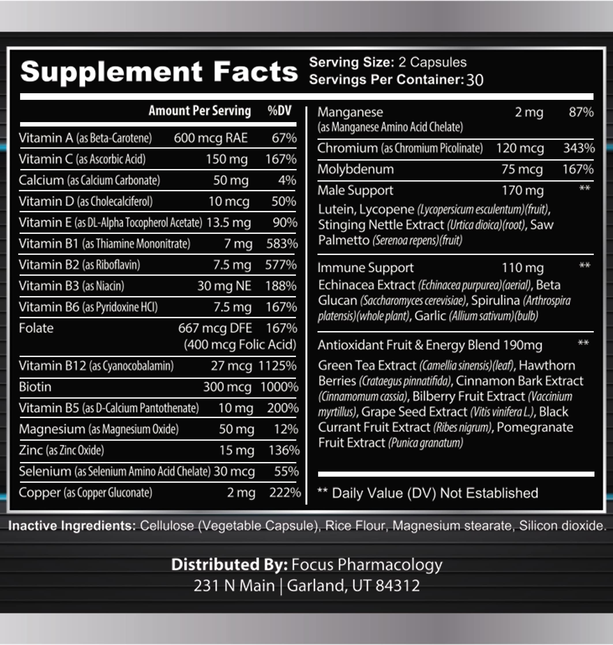 Focus Pharmacology Men's Daily Super Multi-Vitamin for Men - 60 Ct Blend of Vitamins, Minerals, Plus Herbs for Prostate Health and General Energy/Focus Focus Pharmacology buy australia supplements
