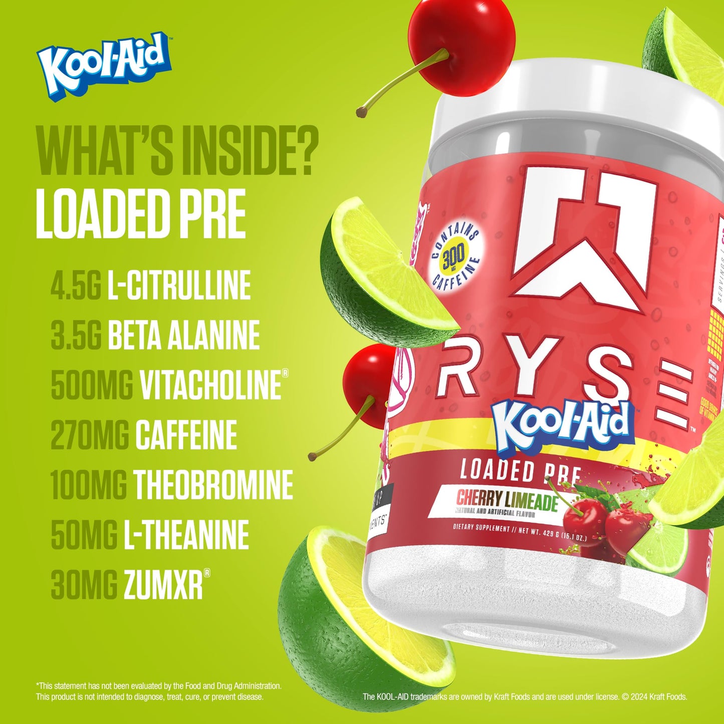RYSE Loaded Pre Workout Powder - Strawberry Squeeze - Daily Pre-Workout for Men & Women with 390mg Caffeine, Beta Alanine, and Citrulline for Pump, Focus, and Energy - 30 Servings