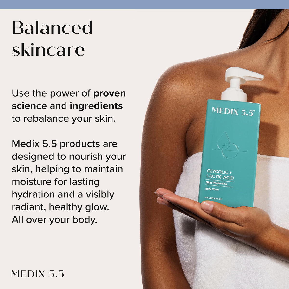 Medix 5.5 Glycolic Acid + Lactic Acid Exfoliating Body Wash Gel | KP Bump Eraser | AHA Exfoliant Skin Care Body Cleanser | Keratosis Pilaris & Acne | Anti Aging AHA Foaming Body & Face Wash, 15 Fl Oz Medix 5.5