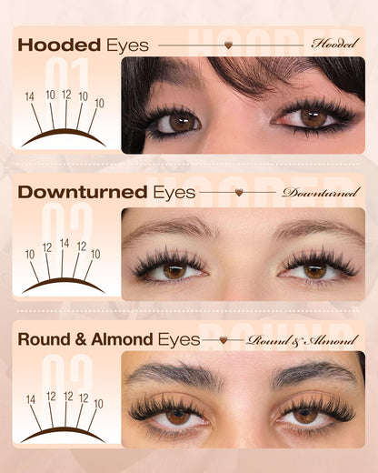 Wispy Lash Clusters Natural Fluffy Eyelash Clusters 10mm 12mm 14mm Short Delyneph