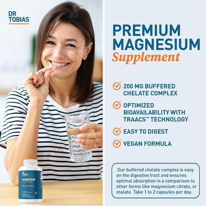 Dr. Tobias AKG Supplement & Magnesium Bisglycinate - Support Energy Levels, Muscle, Nerve & Bone Health with High-Absorption Magnesium and Bioavailable AKG, Vegan, Non-GMO