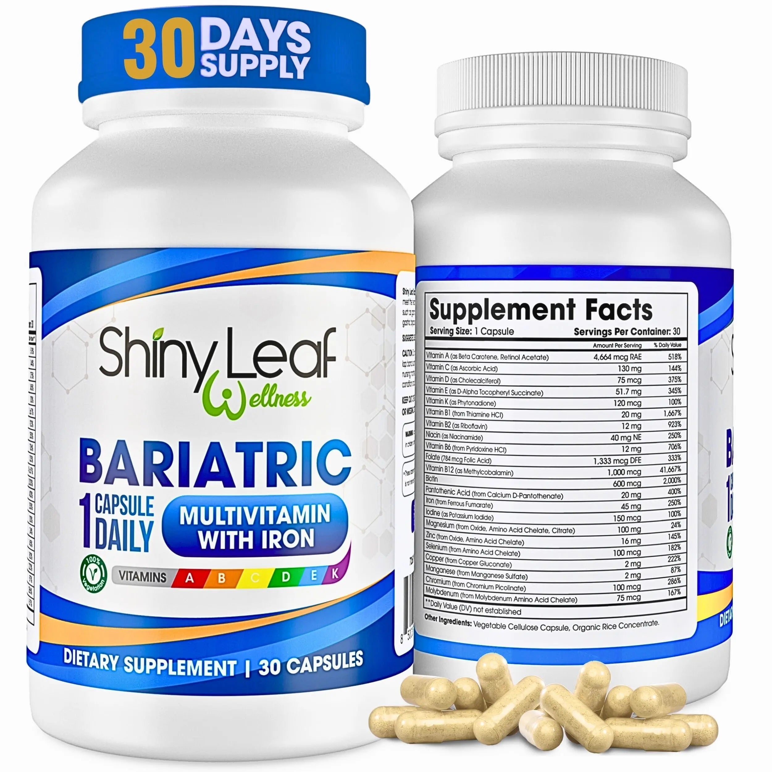 Bariatric Multivitamin with Iron One Capsule Per Day and CoQ10 100mg Supplement for Brain Health and Energy Management Shiny Leaf buy australia supplements