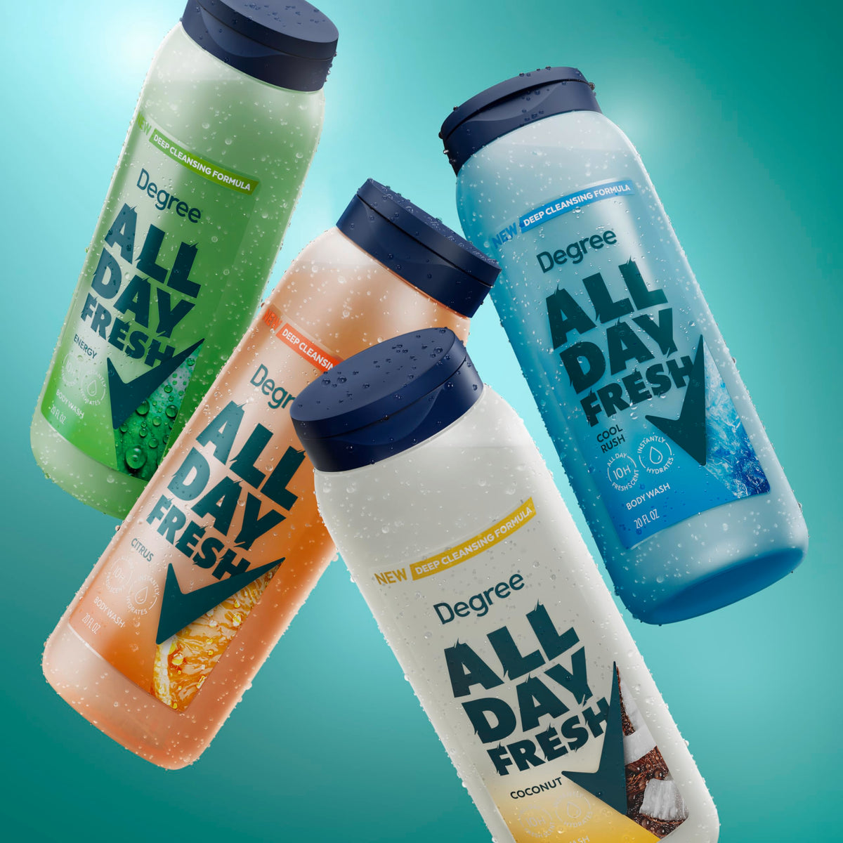 Degree All Day Fresh Body Wash Fresh Coconut Deep Cleansing 20 oz Degree