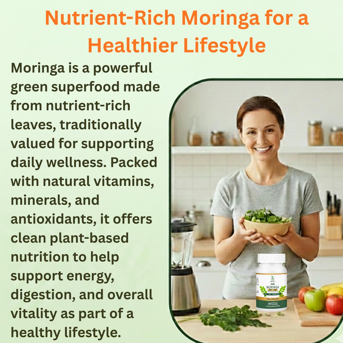 Moringa Capsules, Moringa Pure Capsules For Energy, Immune Support, Gut Health & Powerful Green Superfood, Rich In Antioxidants, Essential Vitamins & Amino Acids MEDI BOTIC