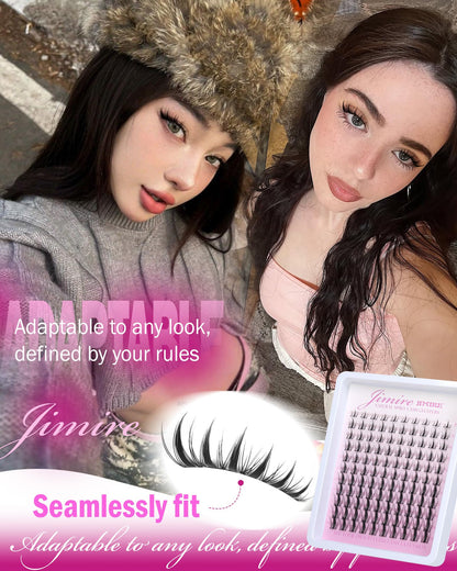 Manga Lash Clusters Natural Look Wispy Lashes Clusters Anime D-Curly Cluster Eyelash Extensions 110 Pcs 8-16MM Fairy Individual Cluster Lashes Wet-Look Lash Extensions JIMIRE
