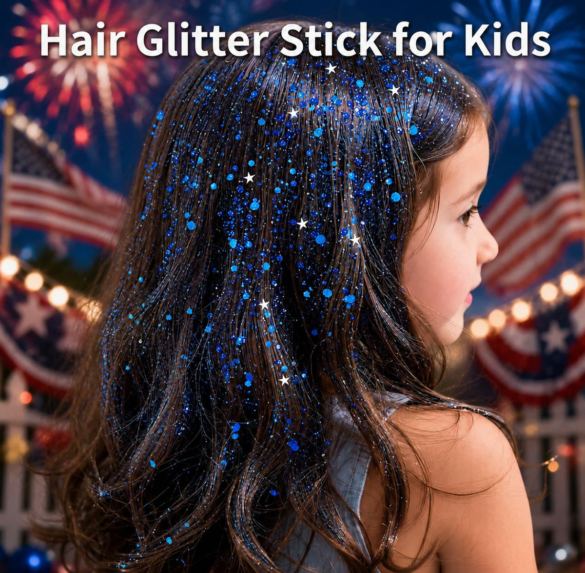 MEICOLY Royal Blue Face Hair Glitter Stick,USA Flag Makeup for Memorial Day Veterans Day,Halloween Waterproof Body Glitter Rave Accessories Blue Field Day Accessories MEICOLY