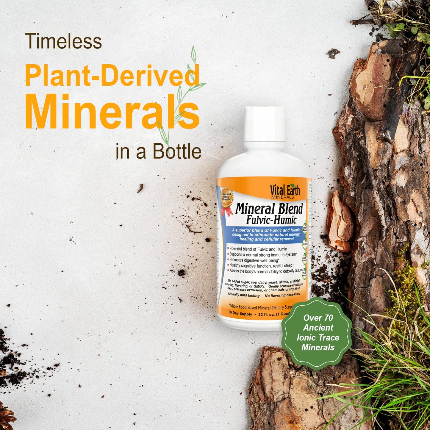 Vital Earth Minerals Fulvic Humic Mineral Blend Liquid – Fulvic Acid Supplement with 70+ Trace Minerals, Electrolytes for Recovery Vital Earth Minerals