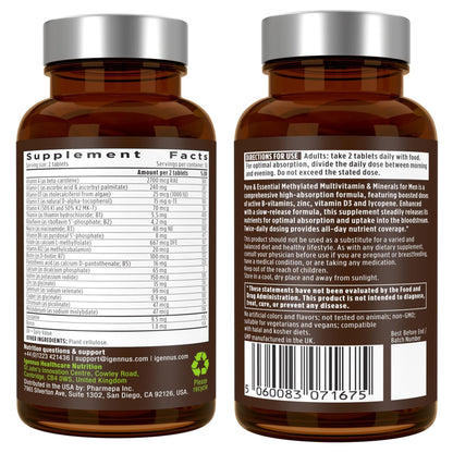 Igennus Methylated Men's Multivitamin with 22 Actives, Added Lycopene for Antioxidant Support, High Potency B12, Sustained Release, Igennus Healthcare Nutrition
