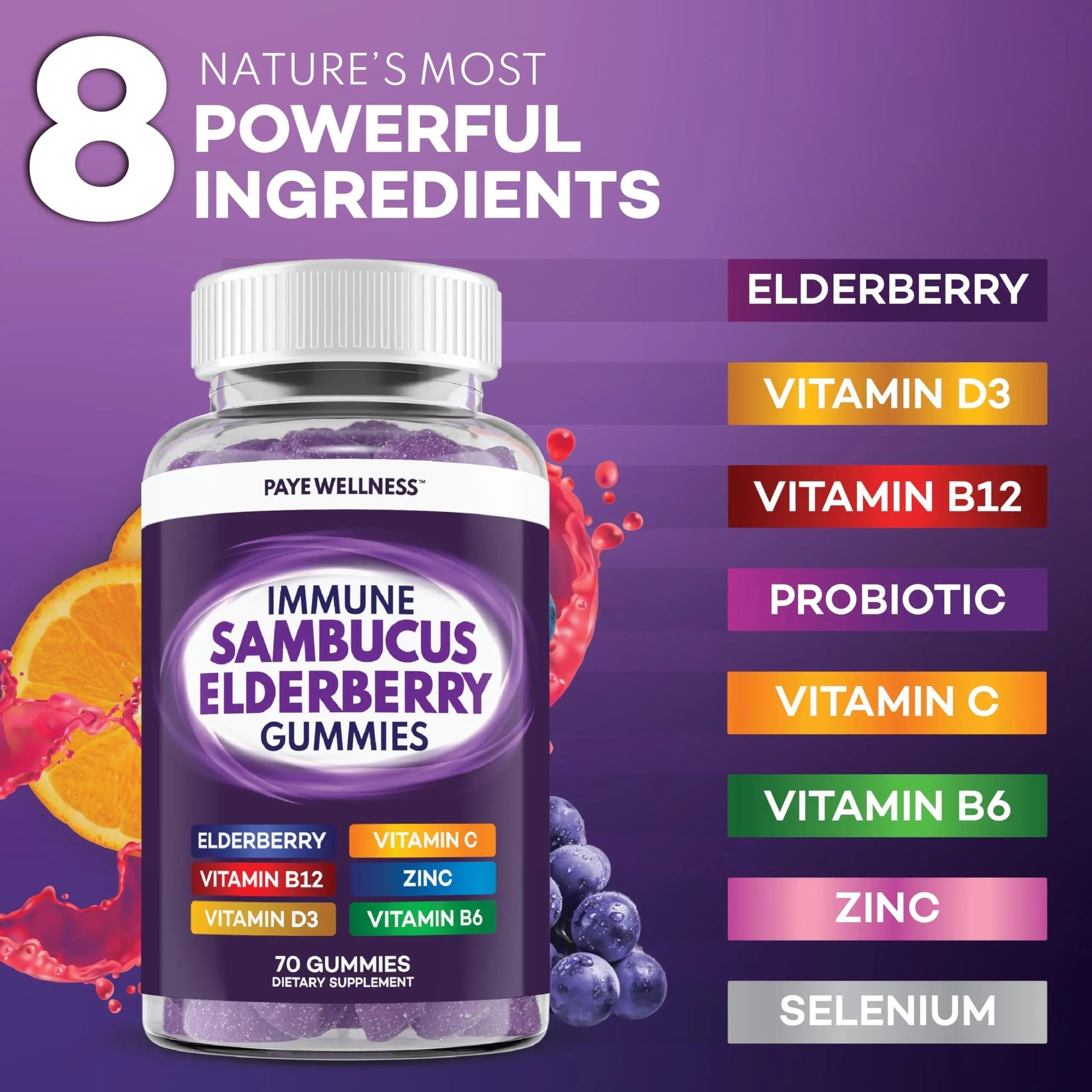 Elderberry Gummies Immune Support, Daily Support for Kids and Adults*, with Sambucus Elderberry, Zinc, Vitamin C, D3, B6, B12, Plus PAYÉ buy australia supplements