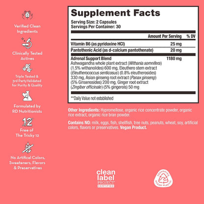 HUM Uber Energy Adrenal Energy Support Supplement with Ashwagandha Root, Ginseng, B Vitamins, Vitamin B6, B5, and Adaptogens, Supplements for Adrenal Fatigue Support, 60 Vegan Capsules