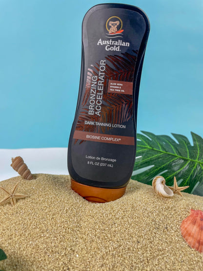 Australian Gold Dark Tanning Accelerator Lotion With Bronzer, 8 Ounce, New Package Same Formula, B003GX5SSC Australian Gold