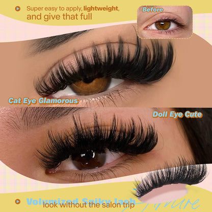 JIMIRE Manga Lash Clusters Wispy Fluffy Cluster Eyelash Extensions CC Curly 14-18MM Fluffy Eyelash Clusters Easy to Apply DIY Thick Volume Individual Lashes Extensions at Home 162Pcs Pack JIMIRE