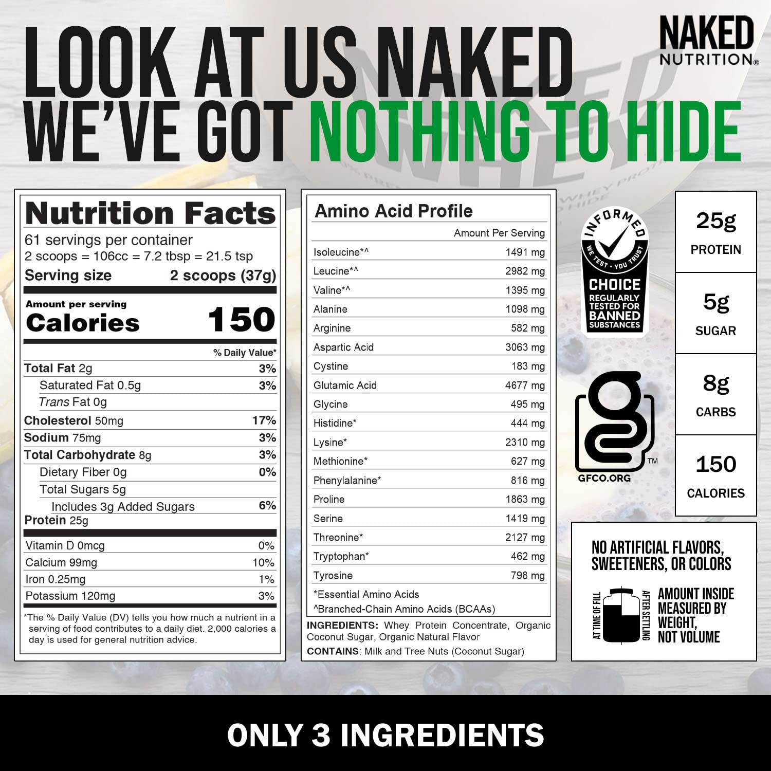 NAKED Nutrition Whey Vanilla Protein - All Natural Grass Fed Whey Protein Powder NAKED buy australia supplements