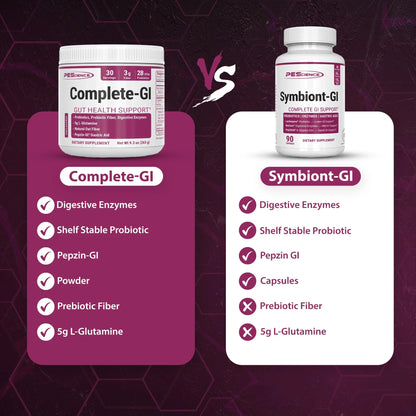 PEScience Complete-GI Gut Health Powder, Probiotics for Women and Men, Digestive Enzymes, Prebiotic Fiber, L-Glutamine PEScience