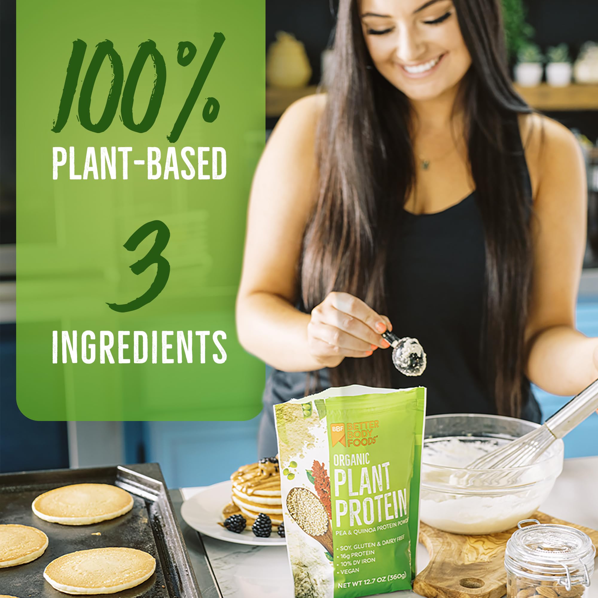 BetterBody Foods Organic Plant Based Protein Powder, 16g of Protein 24% DV, Vegan, Low Net Carbs, Gluten Free, Dairy Free, No Sugar Added, Soy Free, Non-GMO, 12.7 Ounces BetterBody Foods buy australia supplements