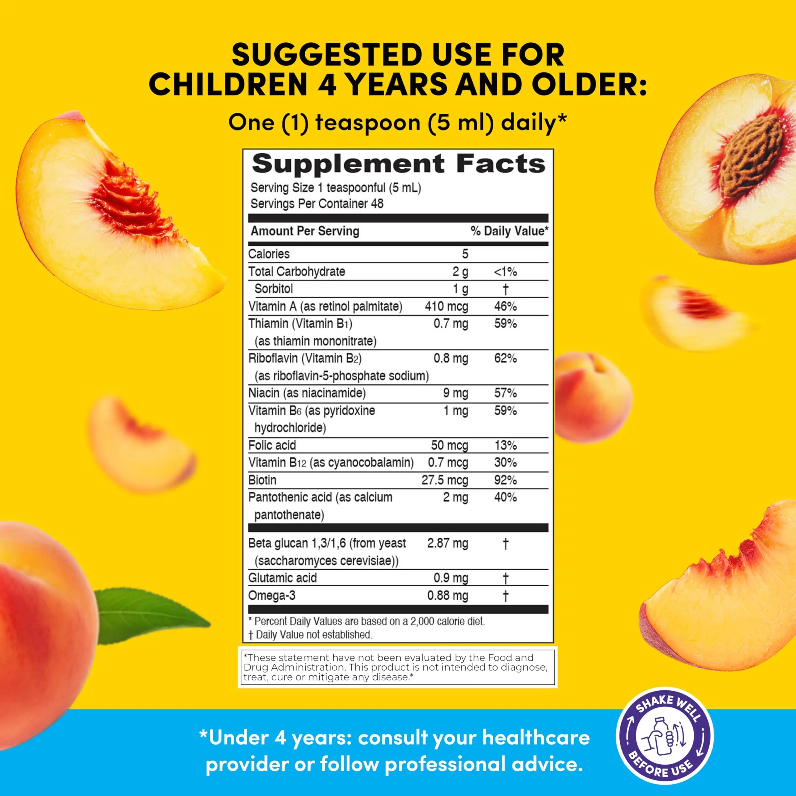 GirafKids Liquid Multivitamin for Kids Ages 4+, 8oz - Daily Child Vitamins with Biotin, Vitamin A, B Complex, Folic Acid, Omega-3 & Beta Glucan PHARMADEL buy australia supplements