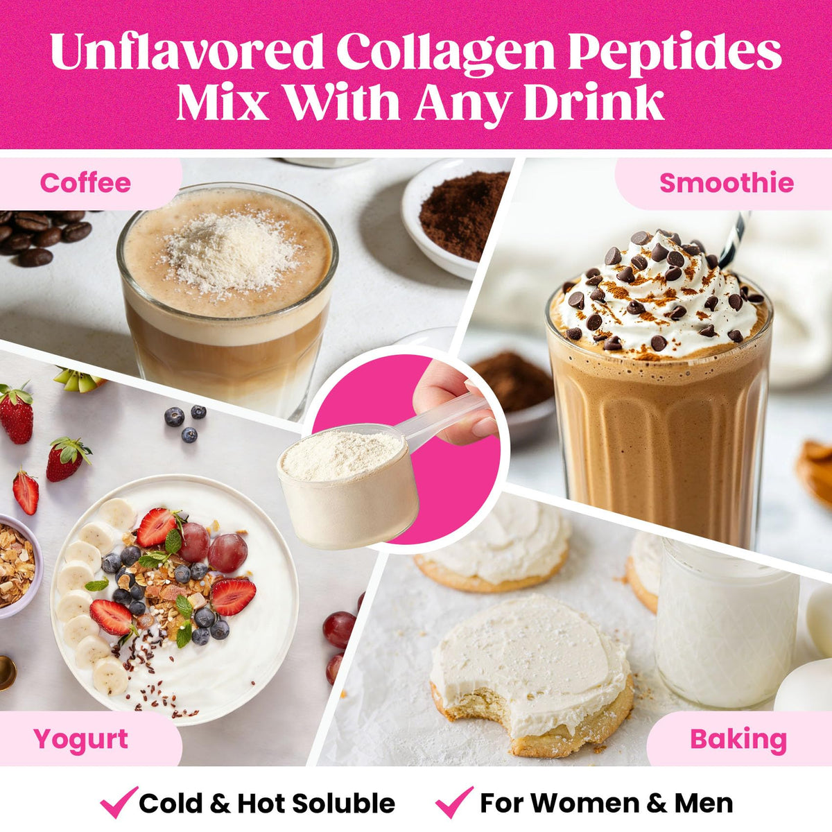 Venture Pal Multi Collagen Powder Type I, II, III, V, X – Hydrolyzed Collagen Peptides MSM, GC, Hyaluronic Acid Vitamin C | Collagen Supplement for Women Venture Pal
