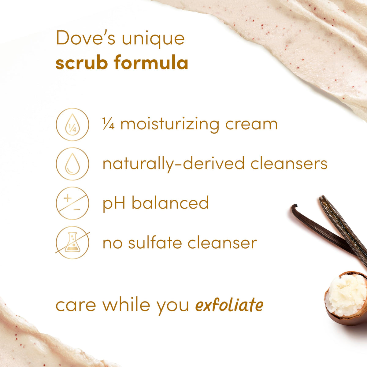 Dove Vanilla Sugar & Shea Butter Body Scrub Exfoliates and Deeply 15 oz Dove