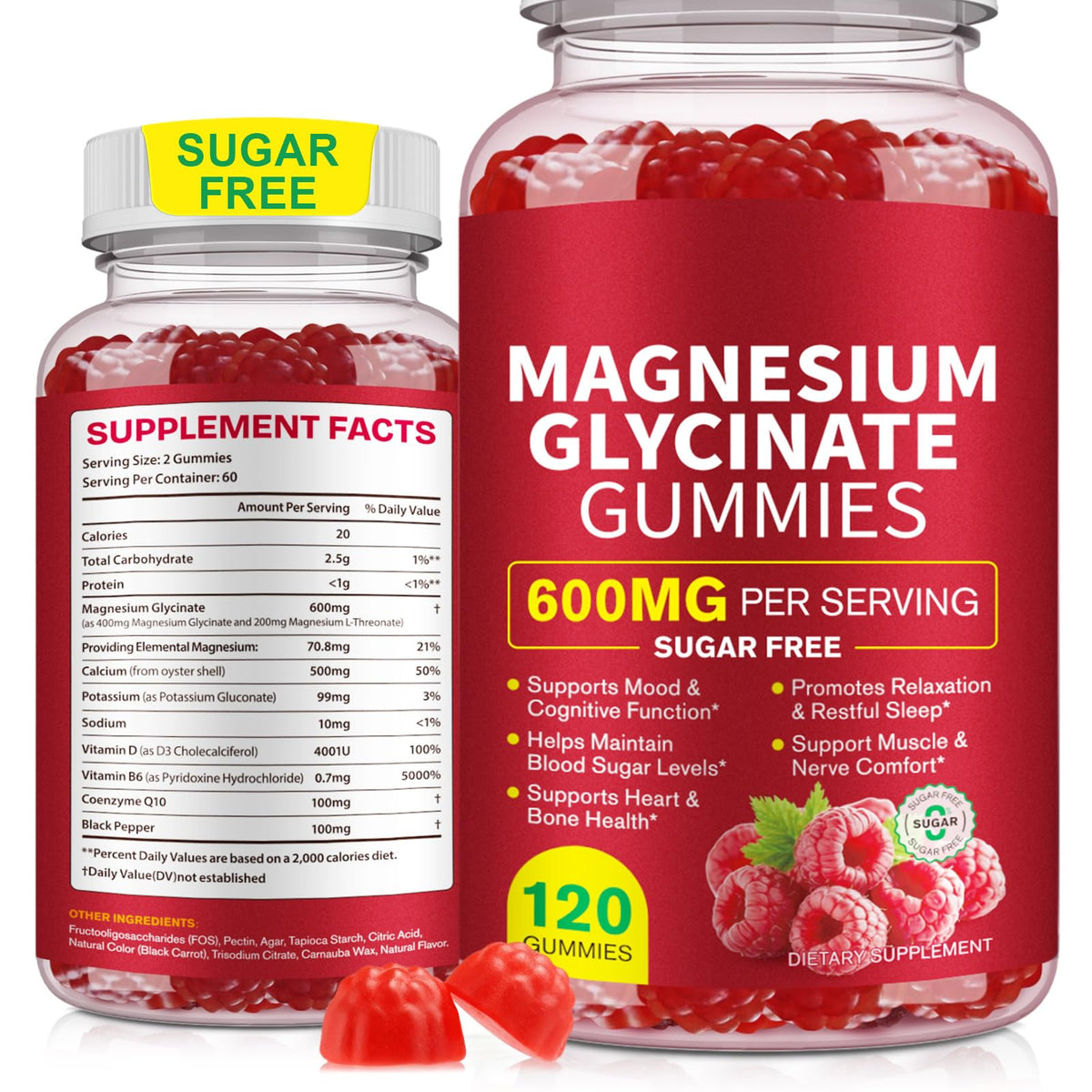 120 Count Magnesium Glycinate Gummies 600mg for Adults, Supports Relaxation, Magnesium Glycinate Chewable, Mariayu