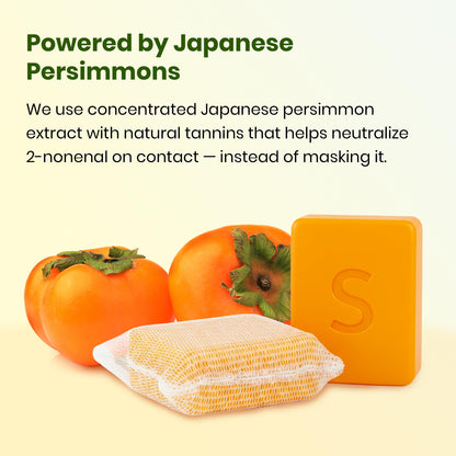 Japanese Persimmon Soap | Body Odor Bar - Old People Smell Cleanser, 2 Pack Swarva