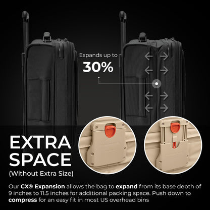 Briggs & Riley Essential 22" Carry On Expandable Spinner - Luggage for Travel, Suitcases with Wheels, Softside Rolling Bag for Men & Women, Self-Repairing Zipper - Baseline Collection, Black Gsupps Australia