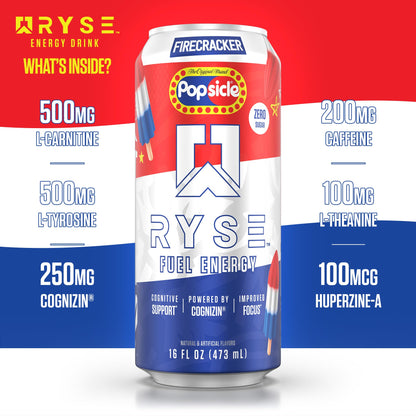 RYSE Fuel Energy Drink - Variety Pack - Sugar Free, Gluten Free & Vegan - 200mg Natural Caffeine, Taurine & Choline for Focus & Energy - No Artificial Colors - 16 fl oz Cans (12-Pack)
