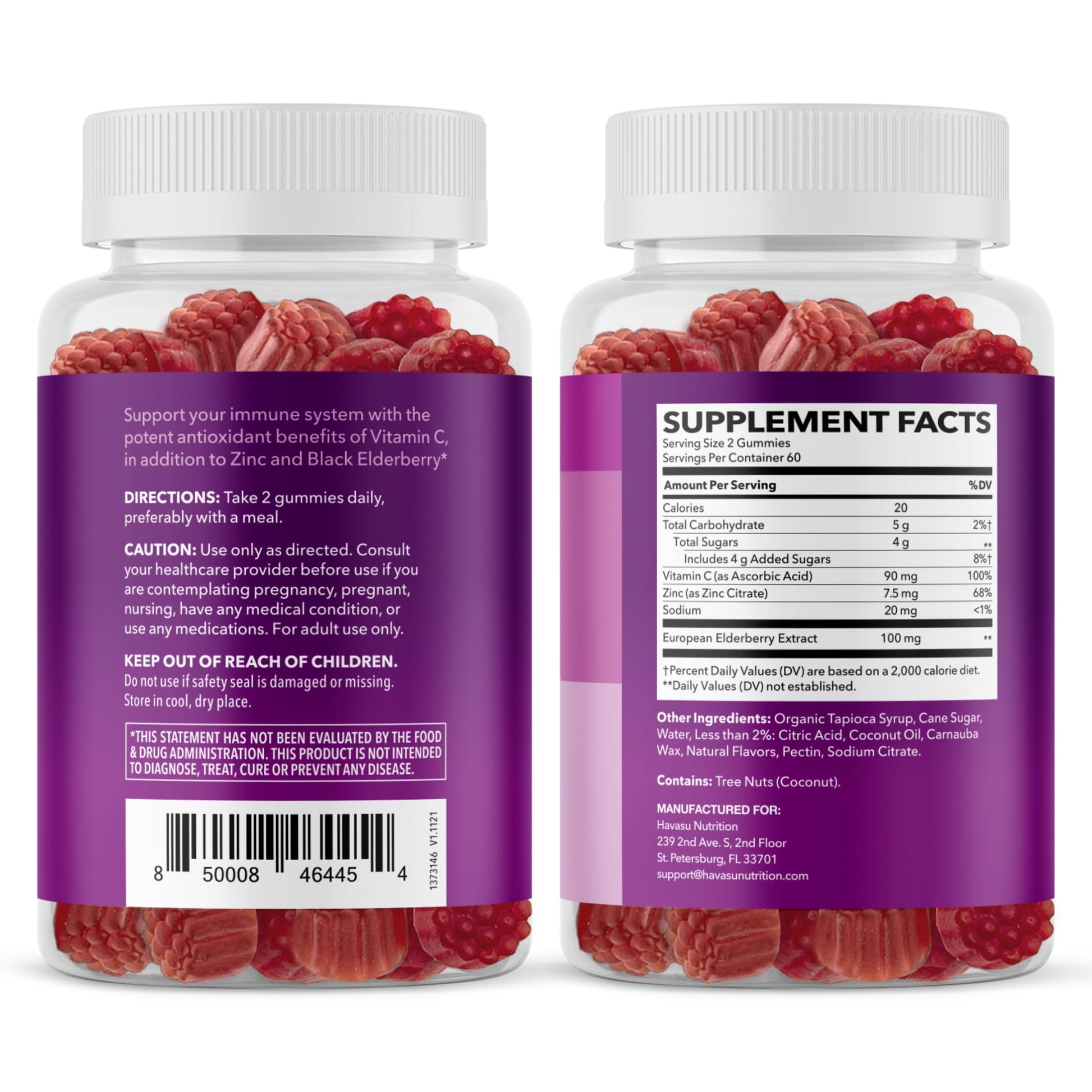 Sambucus Elderberry Gummies with Vitamin C & Zinc, Berry, 30 Servings | Vegan, Non-GMO, Gluten Free Elderberry Gummies, 100mg Extract Per Serving for Immune Support and Wellness Defense, 60 Count Gsupps Australia